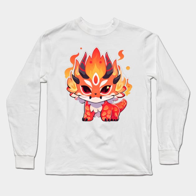 Cute Chibi Pixiu Creature Long Sleeve T-Shirt by SundayDonuts